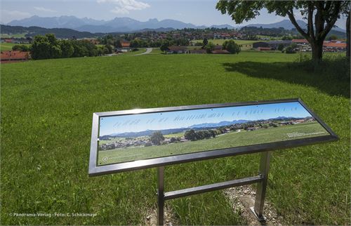 Seeg im Allgäu, Österösch, Panoramaschautafel 200 x 50 cm, Nirosta-Doppelrahmen