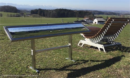 Eggelsberg Himmelreich, Schautafel in Nirosta-Rahmen bei Wander-Rastplatz